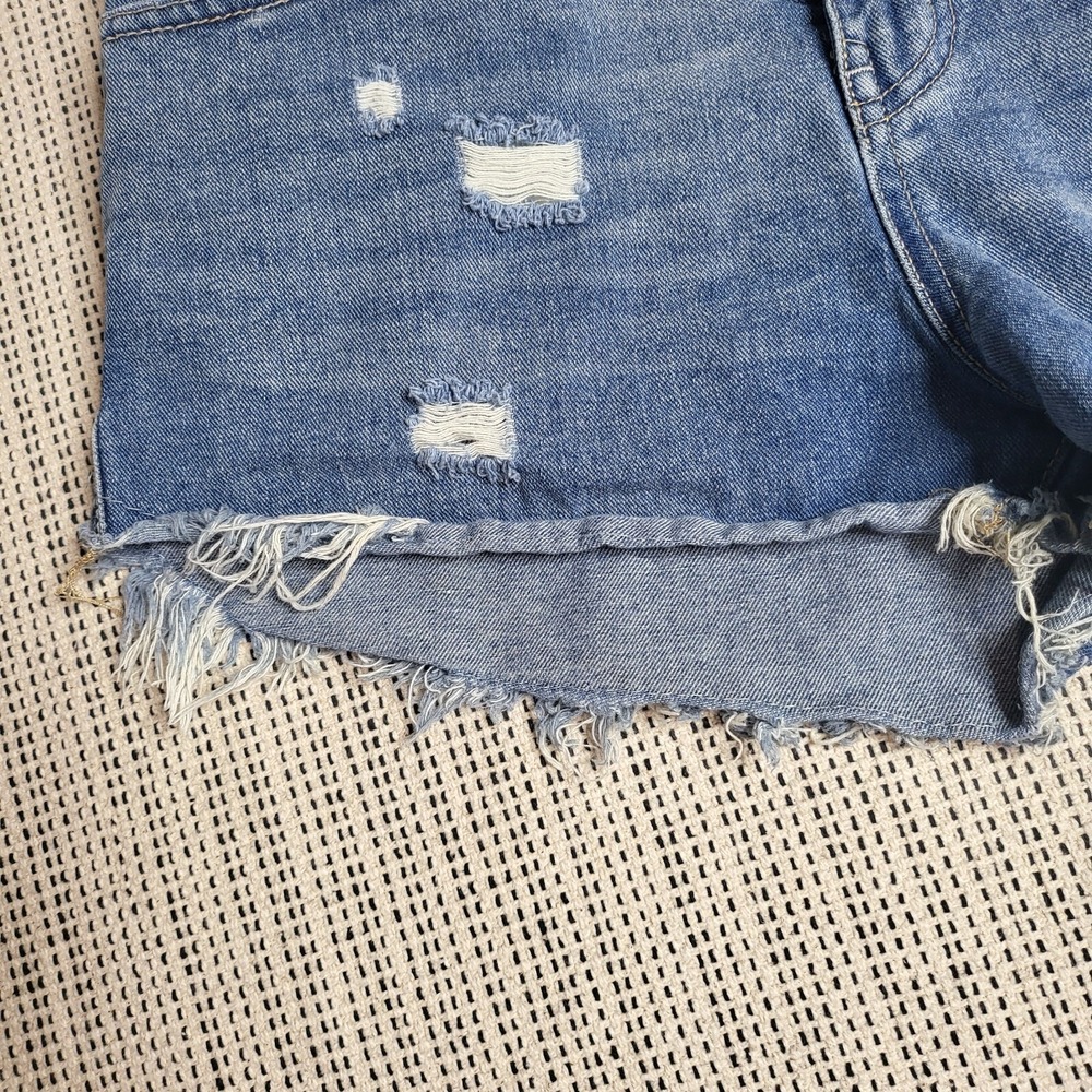 Free People We The Free Distressed Denim Cutoff Jean Shorts 29 Cotton Button Fly - Picture 7 of 9